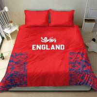 Red England bedding set with duvet and two pillowcases, lion crest and ENG lettering