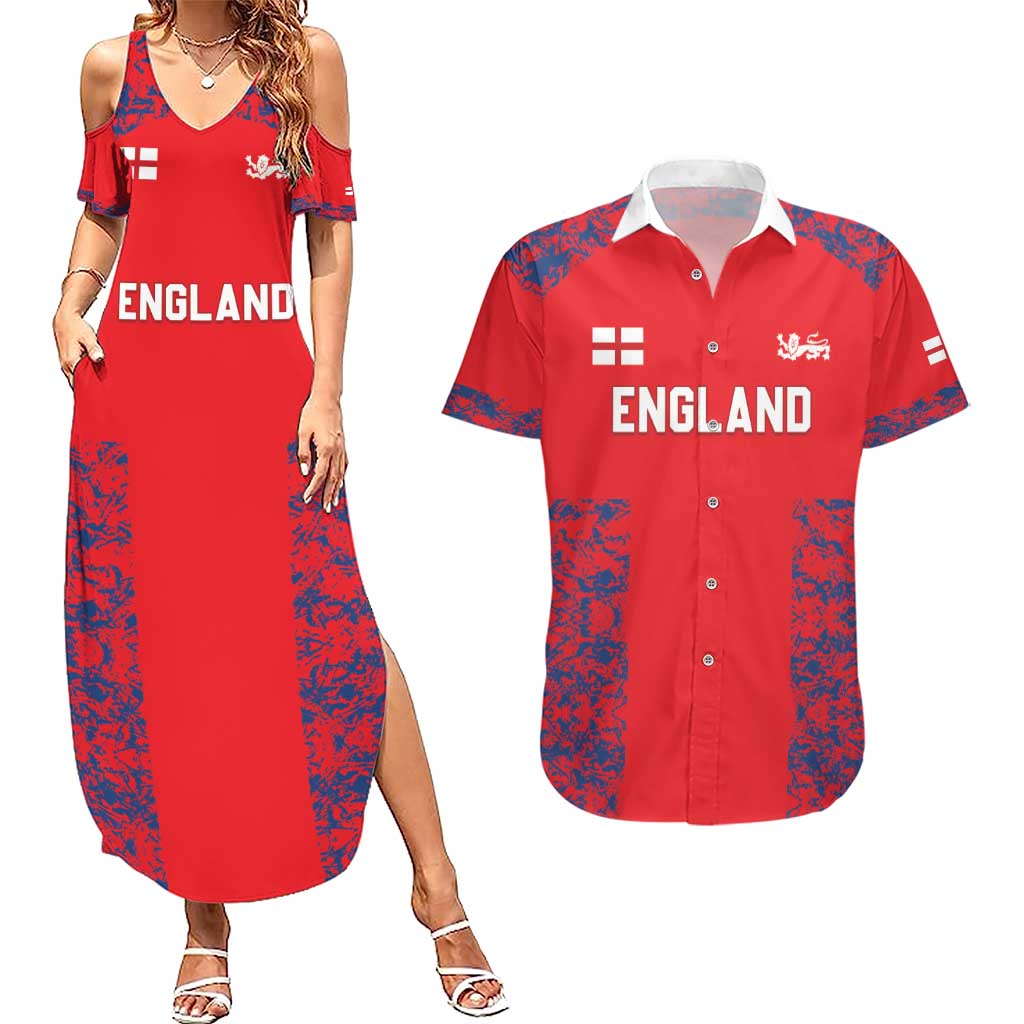 Custom England Cricket Couples Matching Summer Maxi Dress and Hawaiian Shirt Go Three Lions Simple Style LT05 - Wonder Print Shop