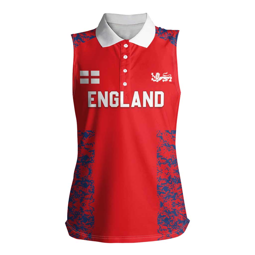 Custom England Cricket Women Sleeveless Polo Shirt Go Three Lions Simple Style