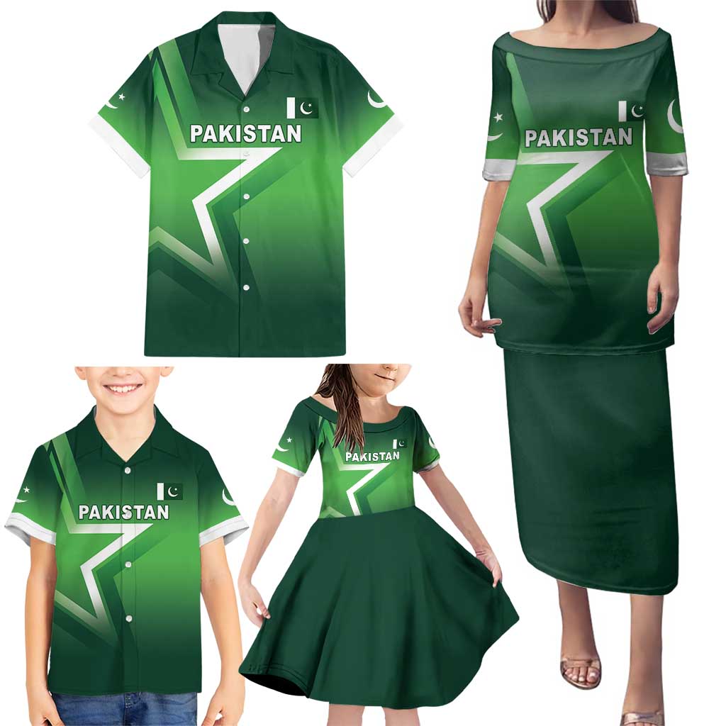 Custom Pakistan Cricket Family Matching Puletasi and Hawaiian Shirt Go Champions Shaheens LT05 - Wonder Print Shop