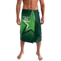 Green lavalava skirt with front star graphic and text 05