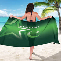 Green Pakistan sarong with large 'Pakistan' text and crescent-star emblem