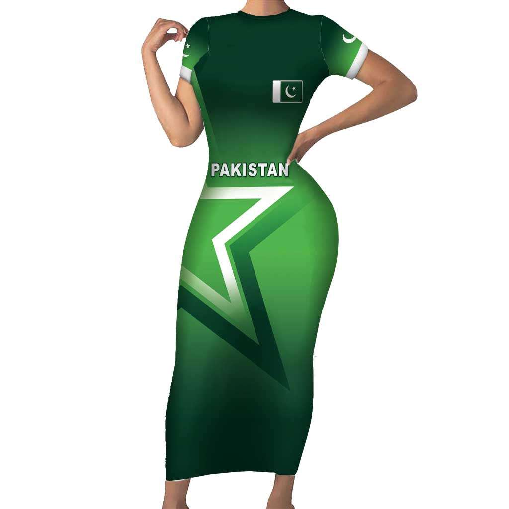 Custom Pakistan Cricket Short Sleeve Bodycon Dress Go Champions Shaheens