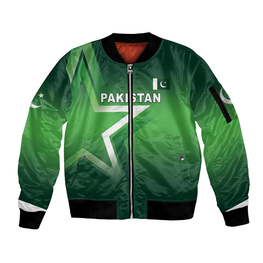 Custom Pakistan Cricket Sleeve Zip Bomber Jacket Go Champions Shaheens