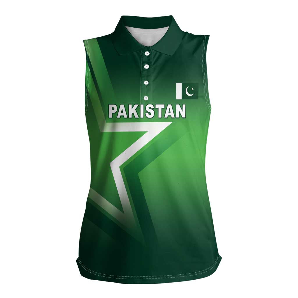 Custom Pakistan Cricket Women Sleeveless Polo Shirt Go Champions Shaheens LT05 - Wonder Print Shop