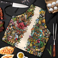 Hawaii And Japan Apron Tiki With Oni Mask - Wonder Print Shop