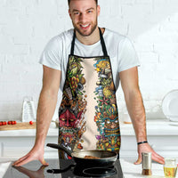 Hawaii And Japan Apron Tiki With Oni Mask - Wonder Print Shop
