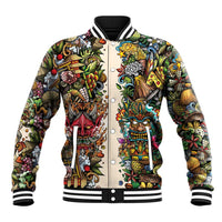 Hawaii And Japan Baseball Jacket Tiki With Oni Mask - Wonder Print Shop