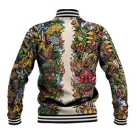 Hawaii And Japan Baseball Jacket Tiki With Oni Mask - Wonder Print Shop