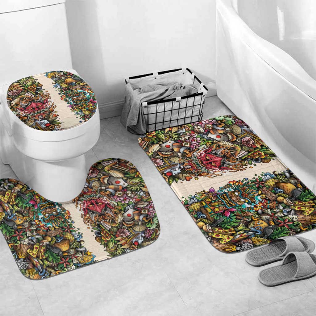 Hawaii And Japan Bathroom Set Tiki With Oni Mask - Wonder Print Shop