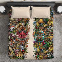 Hawaii And Japan Bedding Set Tiki With Oni Mask - Wonder Print Shop