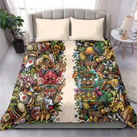 Hawaii And Japan Bedding Set Tiki With Oni Mask - Wonder Print Shop