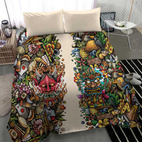 Hawaii And Japan Bedding Set Tiki With Oni Mask - Wonder Print Shop