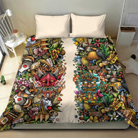 Hawaii And Japan Bedding Set Tiki With Oni Mask - Wonder Print Shop