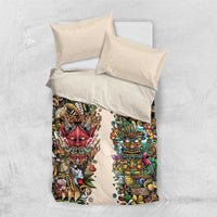 Hawaii And Japan Bedding Set Tiki With Oni Mask - Wonder Print Shop