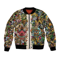 Hawaii And Japan Bomber Jacket Tiki With Oni Mask - Wonder Print Shop