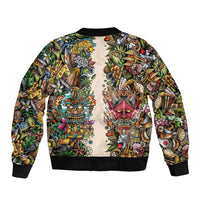Hawaii And Japan Bomber Jacket Tiki With Oni Mask - Wonder Print Shop