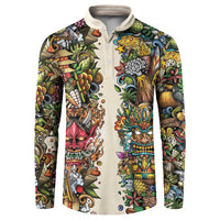 Hawaii And Japan Button Sweatshirt Tiki With Oni Mask - Wonder Print Shop