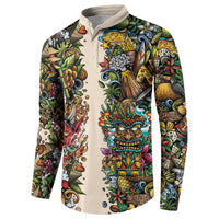 Hawaii And Japan Button Sweatshirt Tiki With Oni Mask - Wonder Print Shop