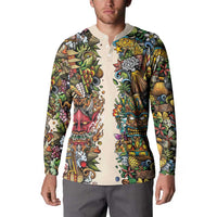 Hawaii And Japan Button Sweatshirt Tiki With Oni Mask - Wonder Print Shop