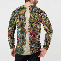 Hawaii And Japan Button Sweatshirt Tiki With Oni Mask - Wonder Print Shop