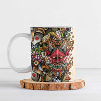 Hawaii And Japan Ceramic Mug Tiki With Oni Mask - Wonder Print Shop