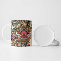 Hawaii And Japan Ceramic Mug Tiki With Oni Mask - Wonder Print Shop