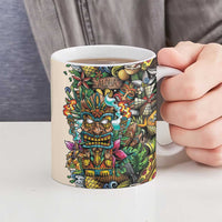 Hawaii And Japan Ceramic Mug Tiki With Oni Mask - Wonder Print Shop