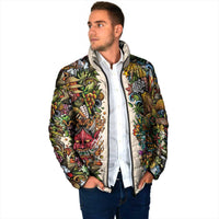 Hawaii And Japan Padded Jacket Tiki With Oni Mask - Wonder Print Shop
