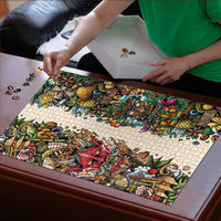 Hawaii And Japan Puzzle Tiki With Oni Mask - Wonder Print Shop