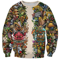 Hawaii And Japan Sweatshirt Tiki With Oni Mask - Wonder Print Shop