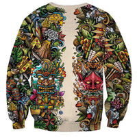 Hawaii And Japan Sweatshirt Tiki With Oni Mask - Wonder Print Shop