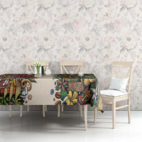 Hawaii And Japan Tablecloth Tiki With Oni Mask - Wonder Print Shop