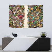 Hawaii And Japan Tapestry Tiki With Oni Mask - Wonder Print Shop