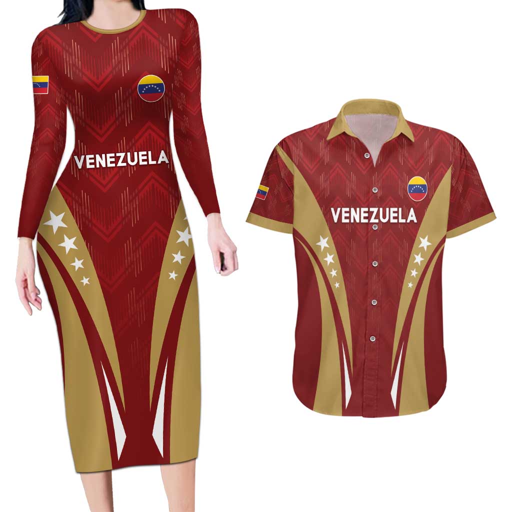 Custom Venezuela Football Couples Matching Long Sleeve Bodycon Dress and Hawaiian Shirt Go Champions