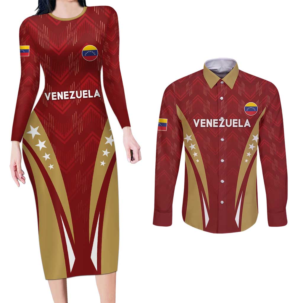 Custom Venezuela Football Couples Matching Long Sleeve Bodycon Dress and Long Sleeve Button Shirt Go Champions