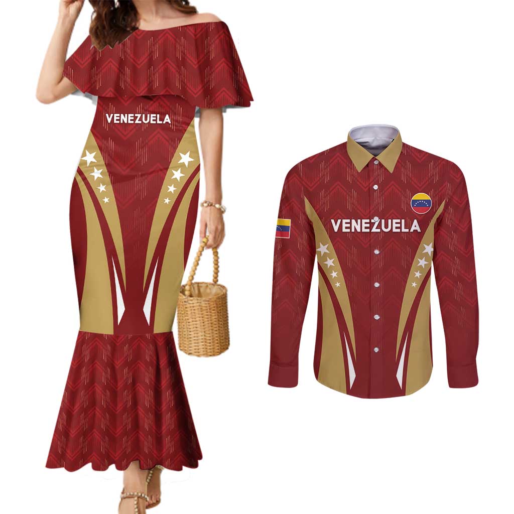 Custom Venezuela Football Couples Matching Mermaid Dress and Long Sleeve Button Shirt Go Champions