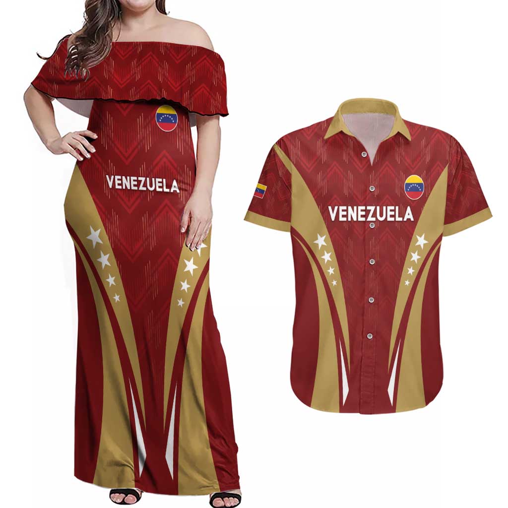 Custom Venezuela Football Couples Matching Off Shoulder Maxi Dress and Hawaiian Shirt Go Champions