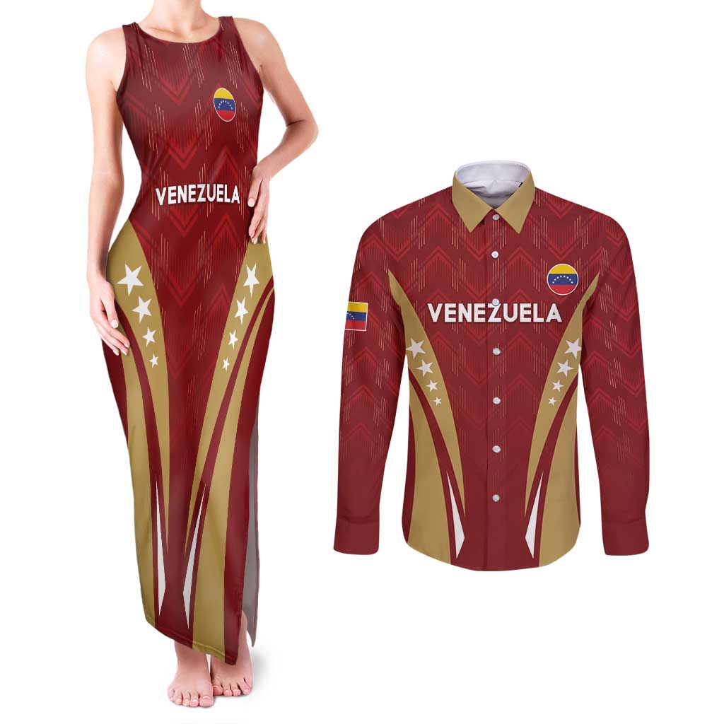 Custom Venezuela Football Couples Matching Tank Maxi Dress and Long Sleeve Button Shirt Go Champions