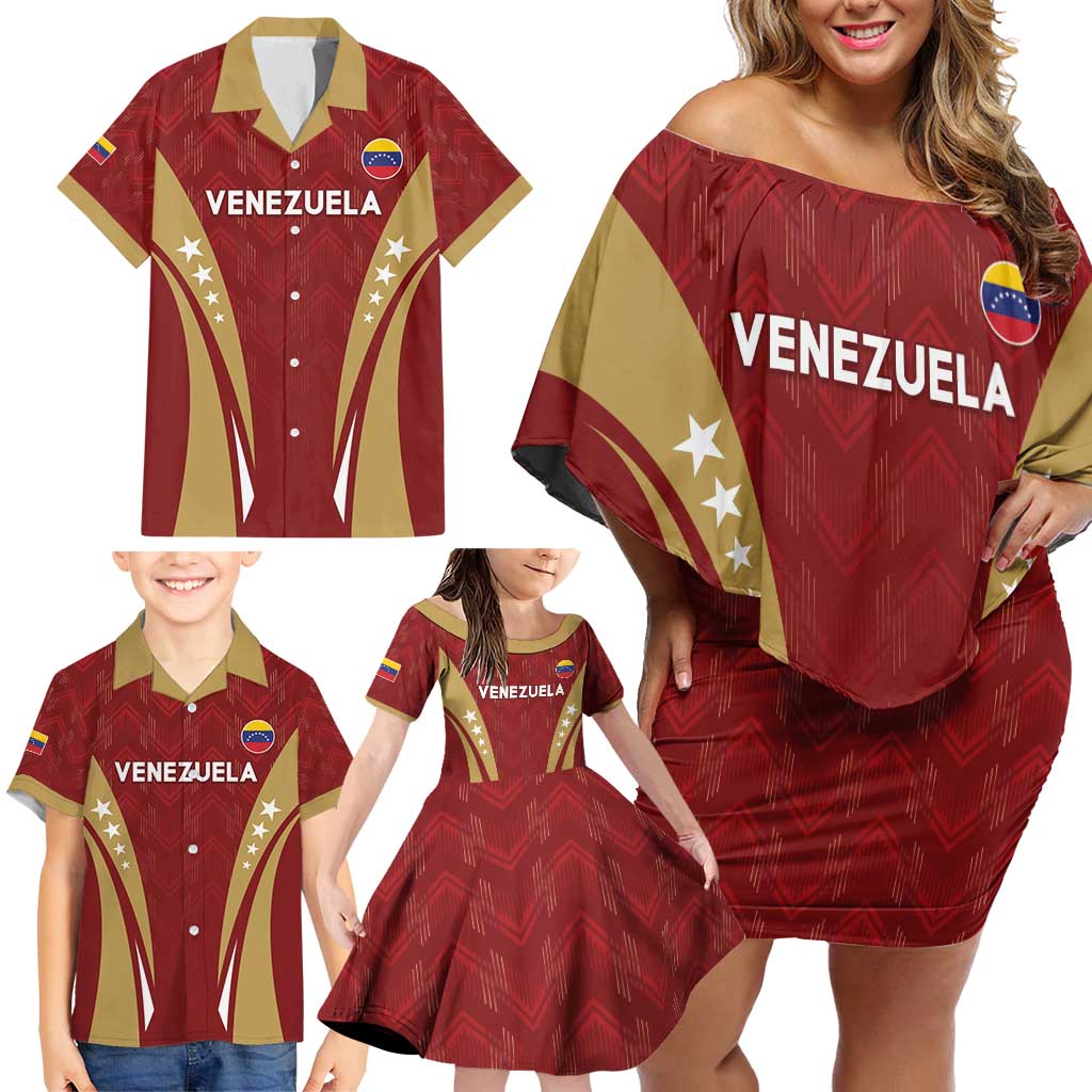 Custom Venezuela Football Family Matching Off Shoulder Short Dress and Hawaiian Shirt Go Champions