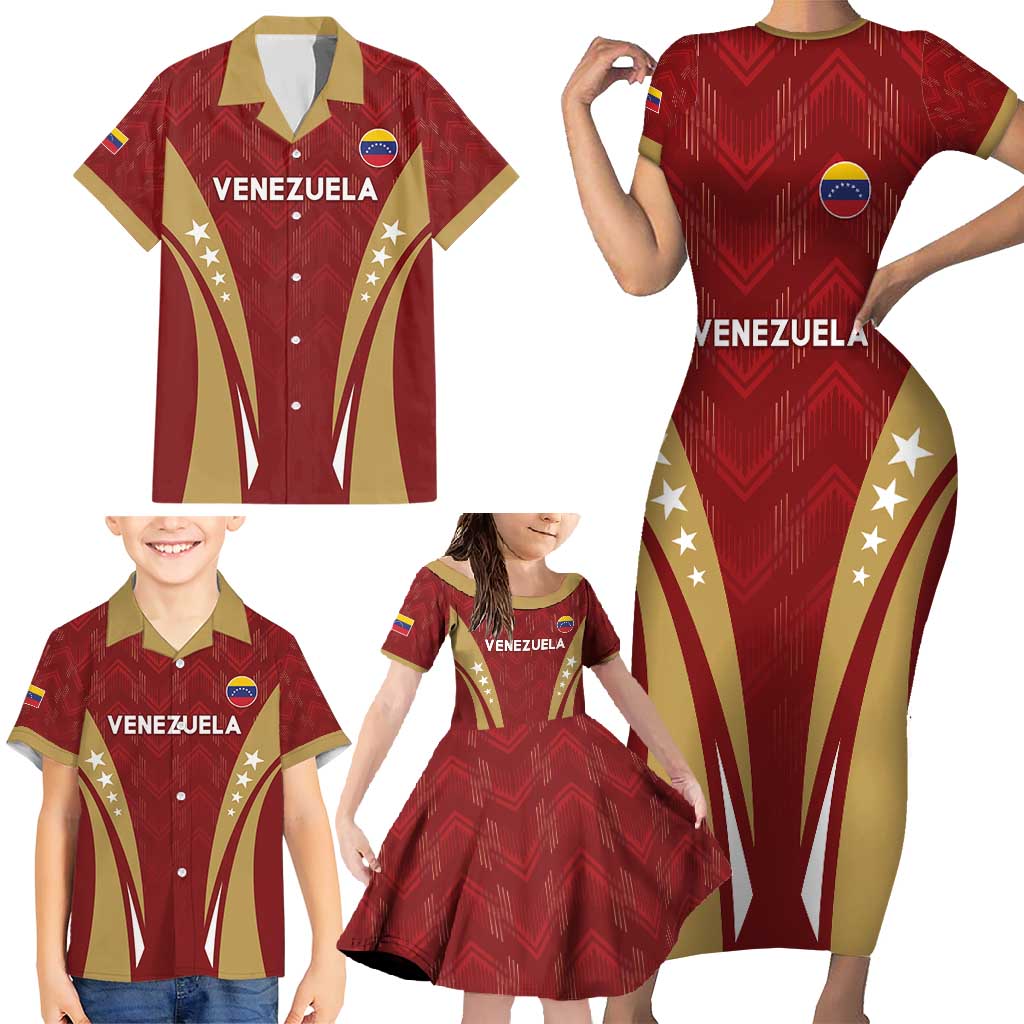 Custom Venezuela Football Family Matching Short Sleeve Bodycon Dress and Hawaiian Shirt Go Champions