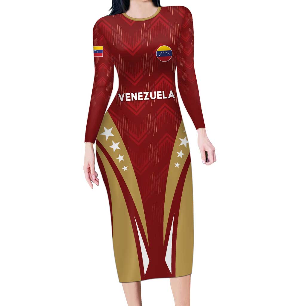 Custom Venezuela Football Long Sleeve Bodycon Dress Go Champions