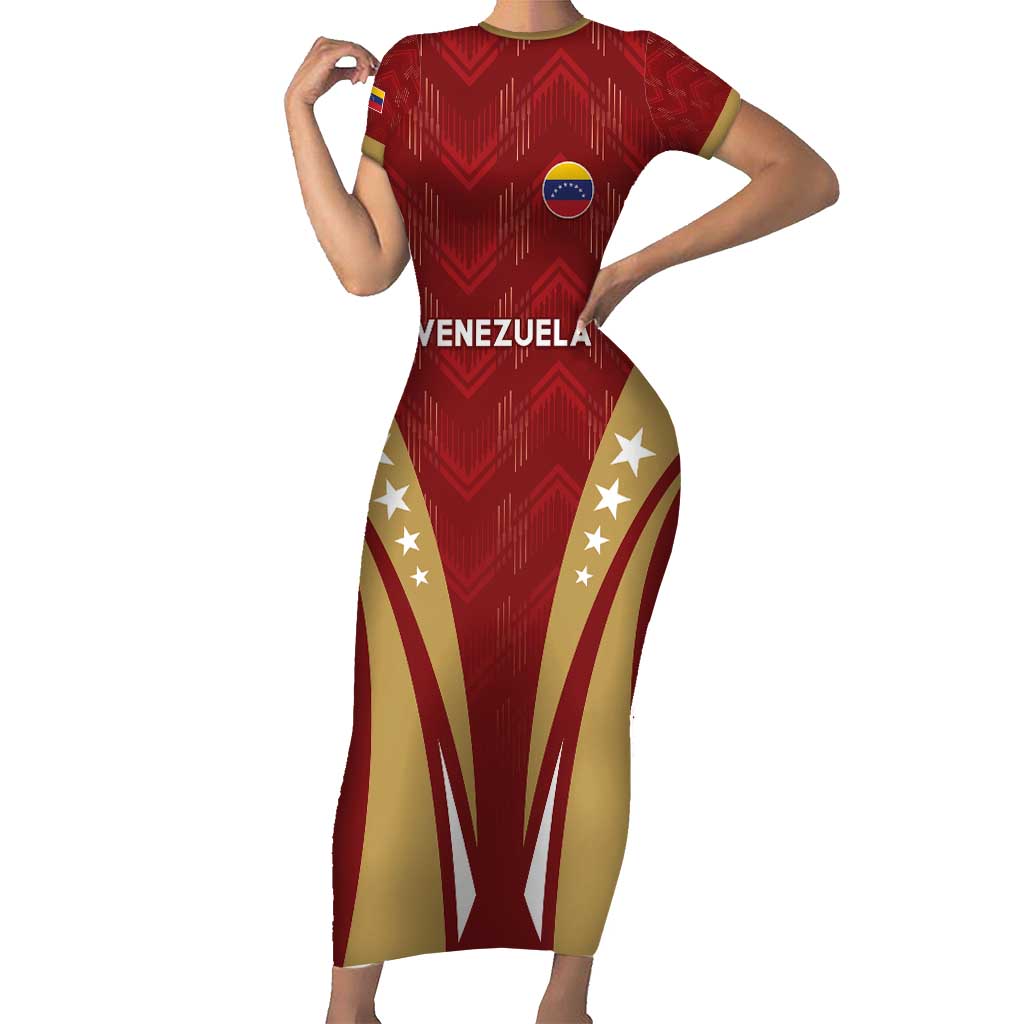 Custom Venezuela Football Short Sleeve Bodycon Dress Go Champions