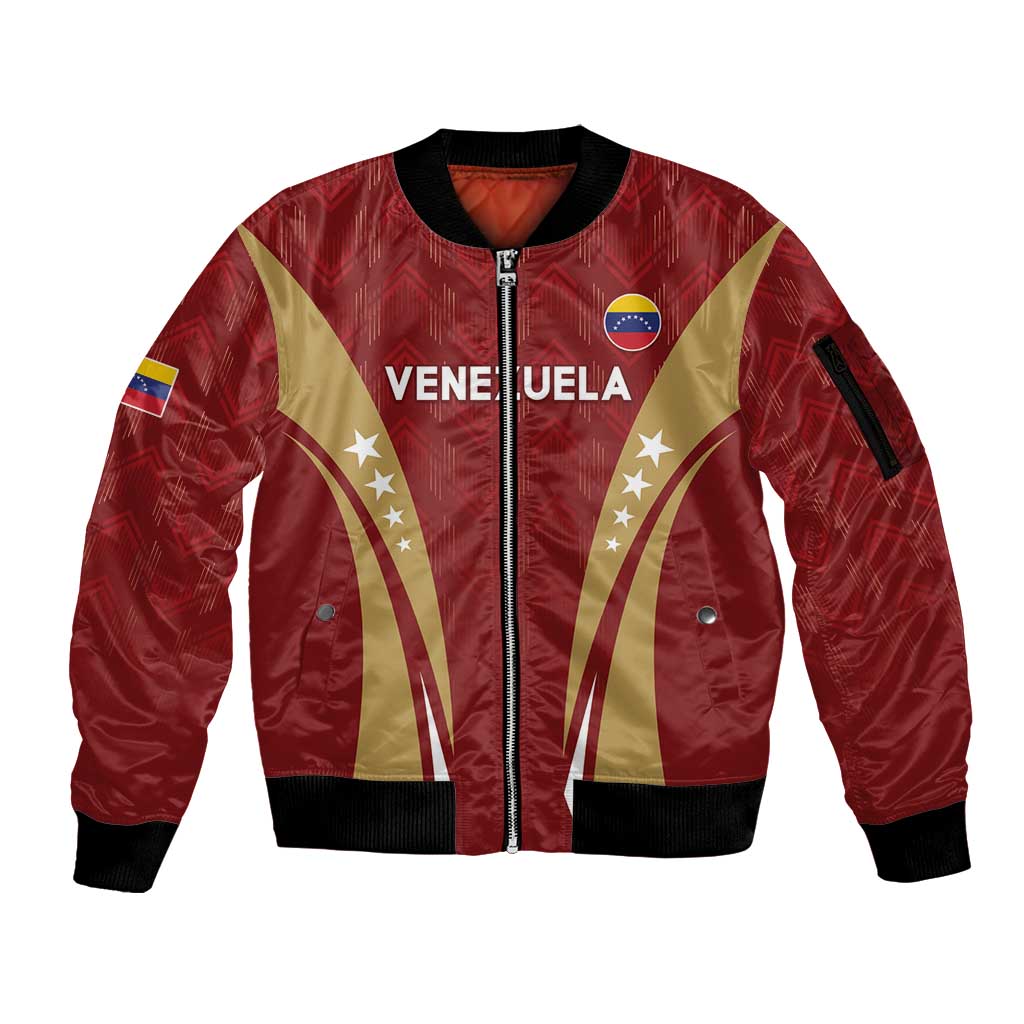 Custom Venezuela Football Sleeve Zip Bomber Jacket Go Champions