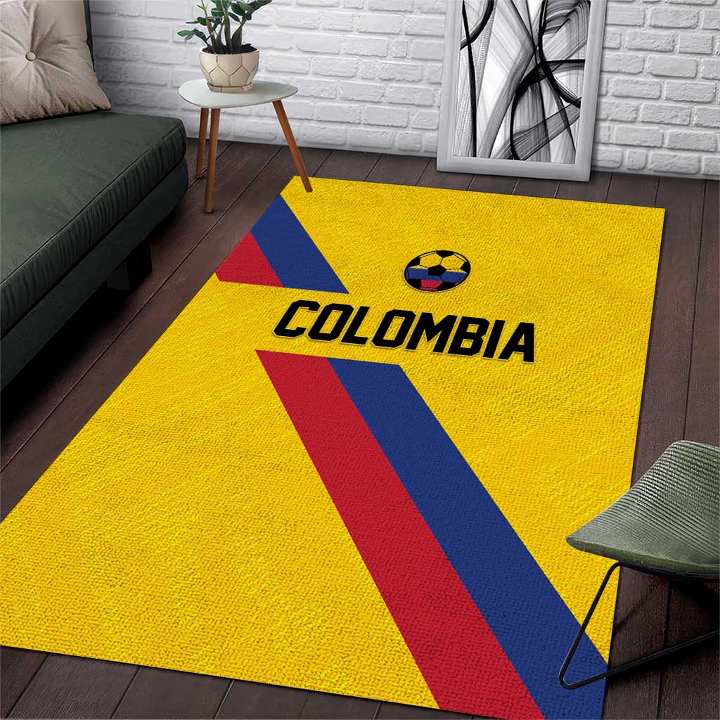 Colombia Football Area Rug Vamos La Tricolor Retro Style