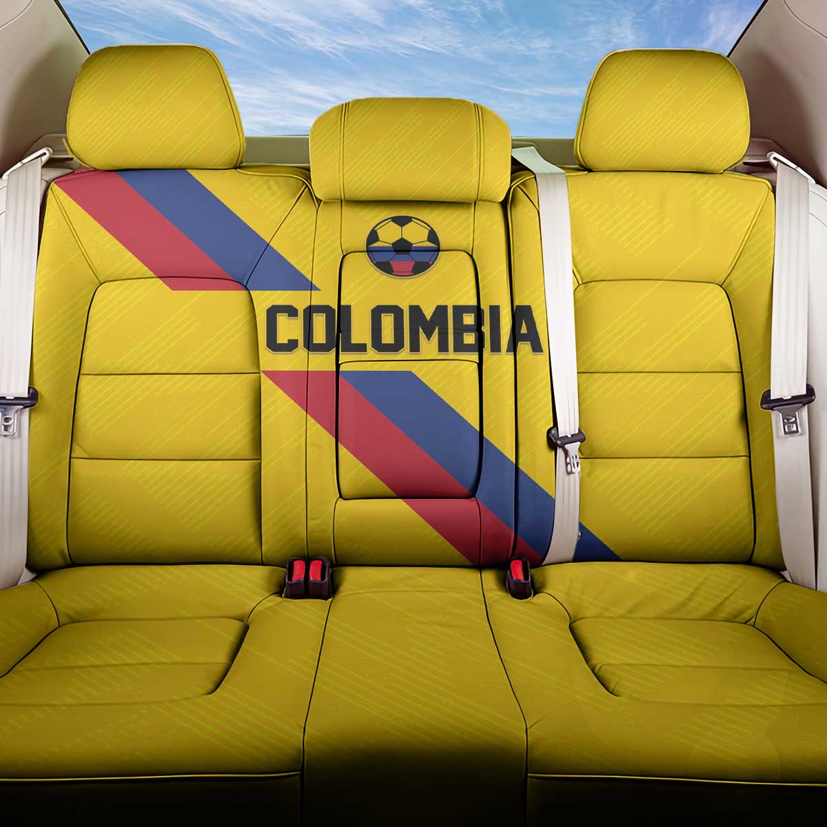 Colombia Football Back Car Seat Cover Vamos La Tricolor Retro Style