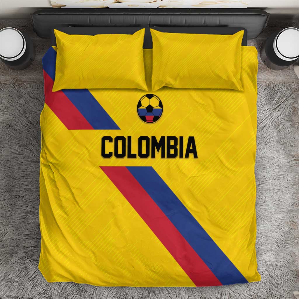 Colombia Football Bedding Set Vamos La Tricolor Retro Style