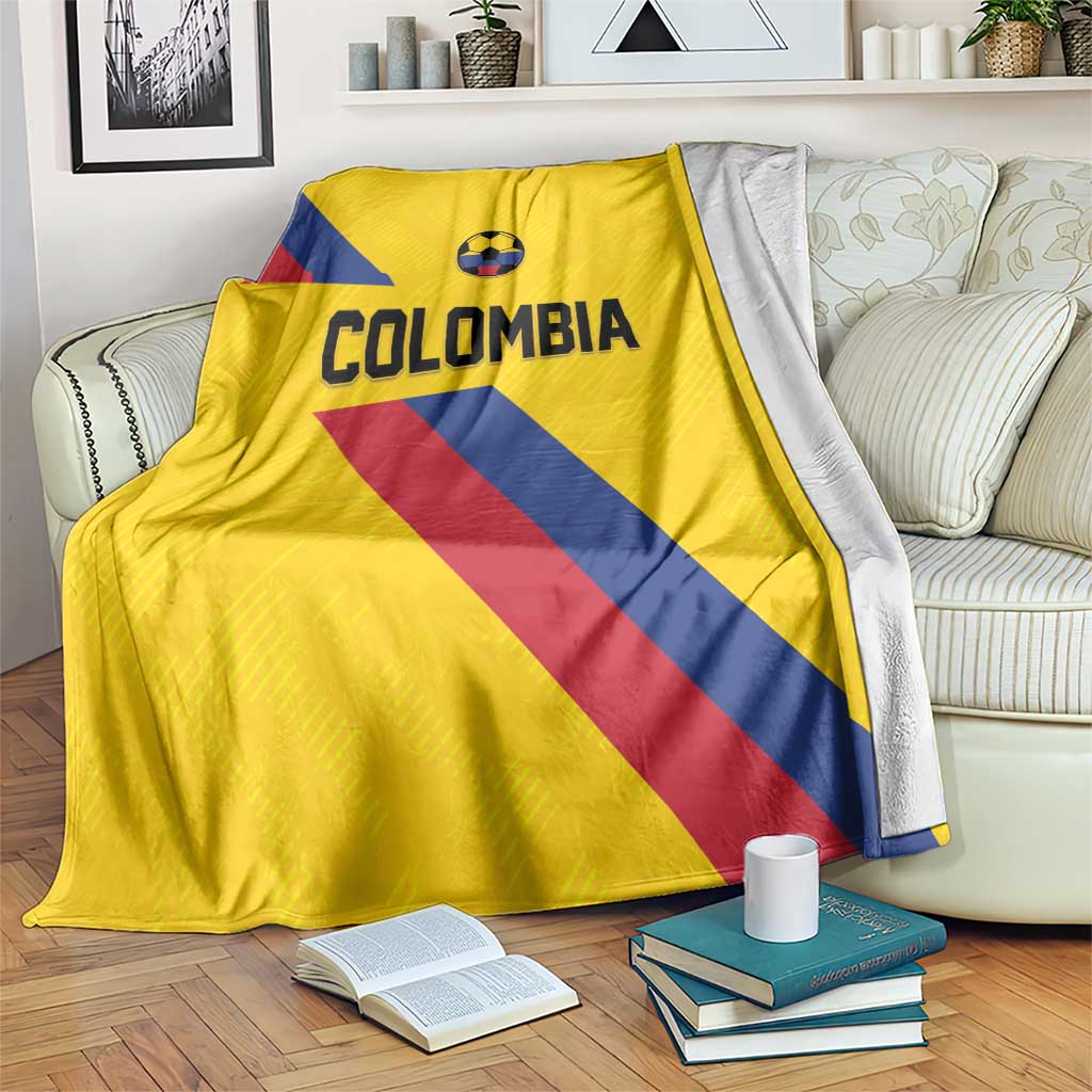 Colombia Football Blanket Vamos La Tricolor Retro Style