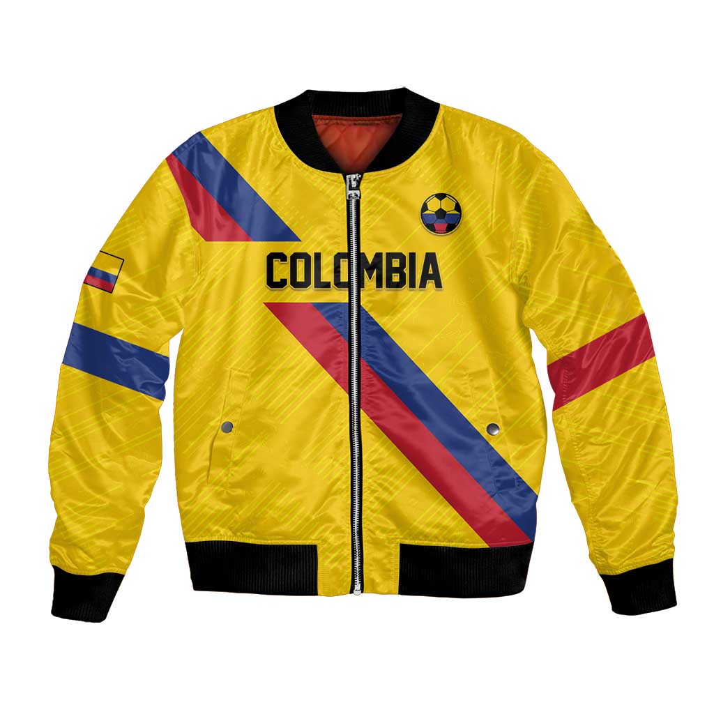 Custom Colombia Football Bomber Jacket Vamos La Tricolor Retro Style