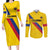 Custom Colombia Football Couples Matching Long Sleeve Bodycon Dress and Long Sleeve Button Shirt Vamos La Tricolor Retro Style